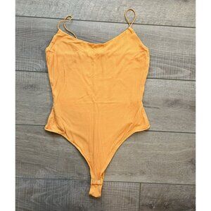 Garage Spaghetti‎ Strap Ribbed Orange Bodysuit Size Medium